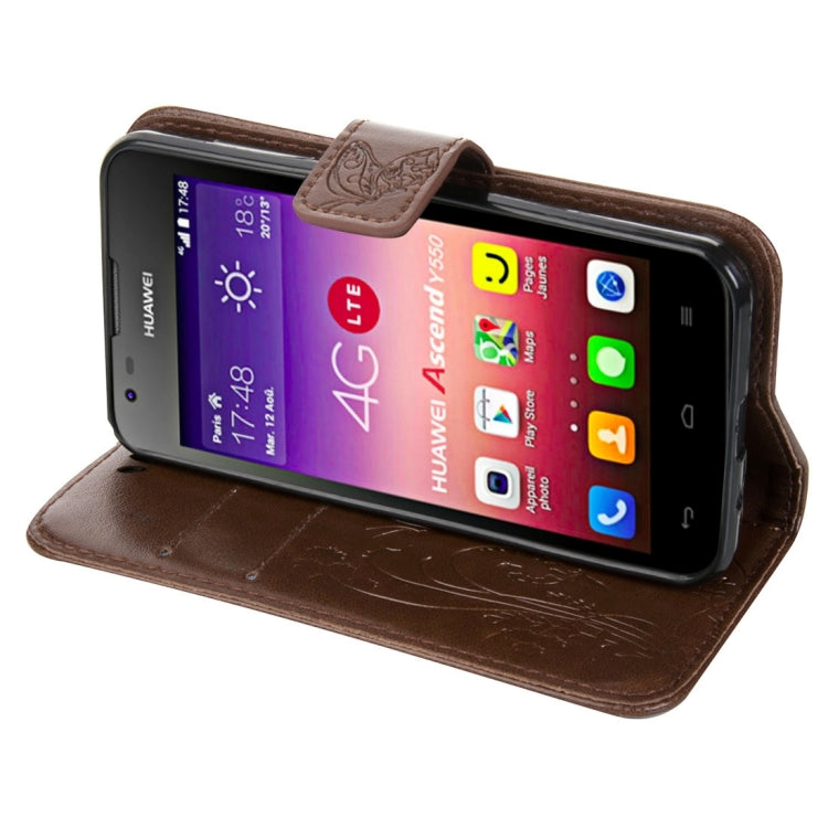 For Huawei  Ascend Y550 Crazy Horse Texture Printing Horizontal Flip Leather Case with Holder & Card Slots & Wallet & Lanyard