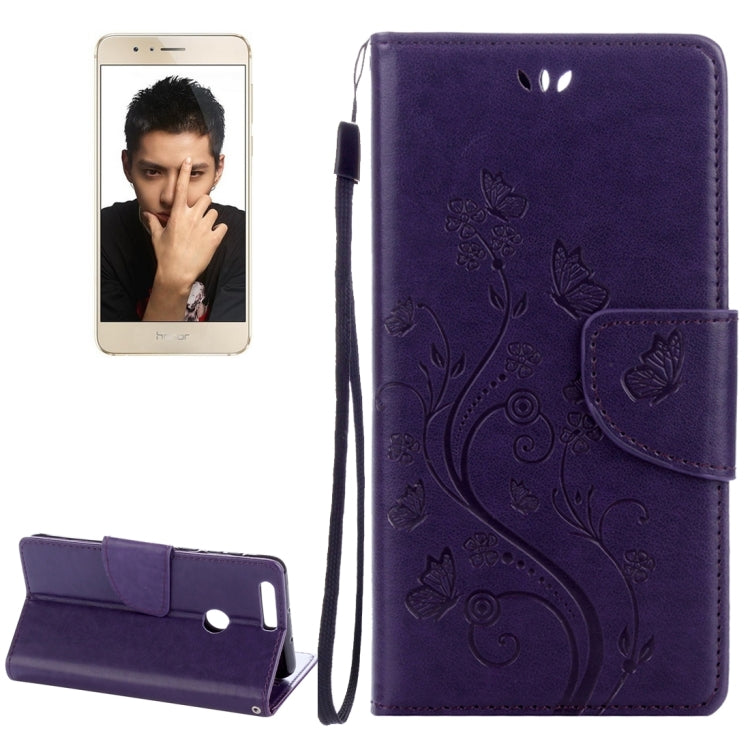 For Huawei  Honor 8 Flowers Embossing Horizontal Flip Leather Case with Holder & Card Slots & Wallet & Lanyard