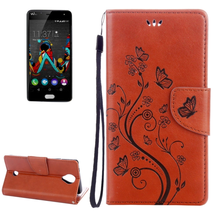 Flowers Embossing Horizontal Flip Leather Case for Wiko U Feel, with Holder & Card Slots & Wallet & Lanyard