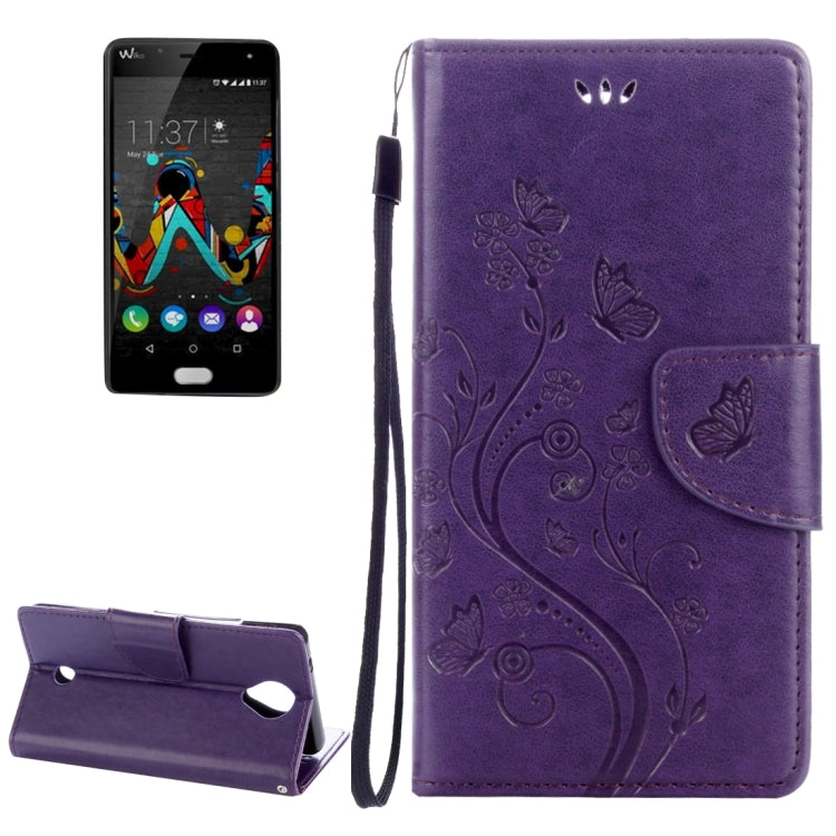 Flowers Embossing Horizontal Flip Leather Case for Wiko U Feel, with Holder & Card Slots & Wallet & Lanyard