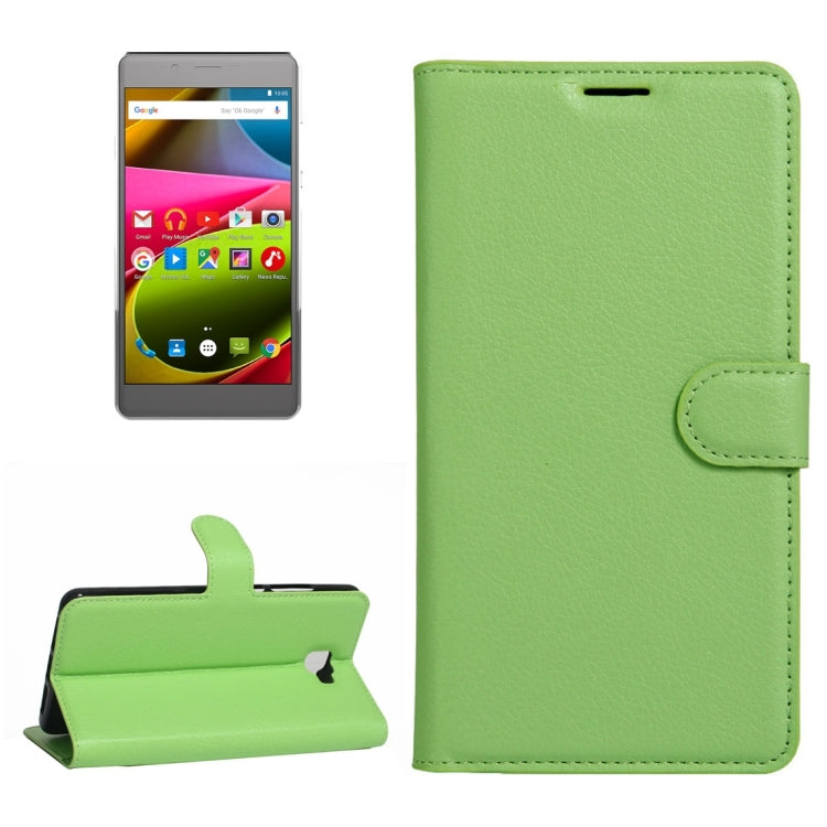 For ARCHOS 55 Cobalt Plus Litchi Texture Horizontal Flip PU Leather Case with Holder & Card Slots & Wallet