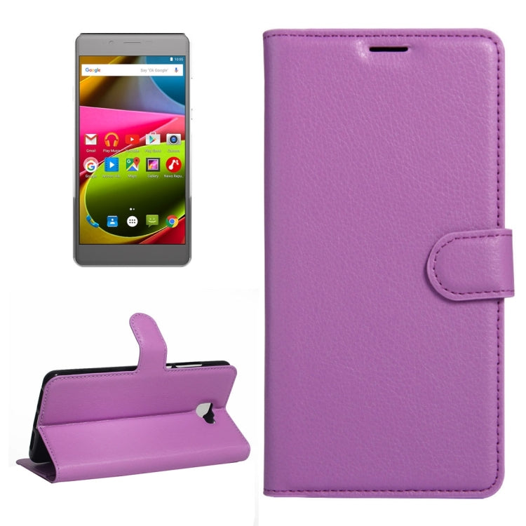 For ARCHOS 55 Cobalt Plus Litchi Texture Horizontal Flip PU Leather Case with Holder & Card Slots & Wallet