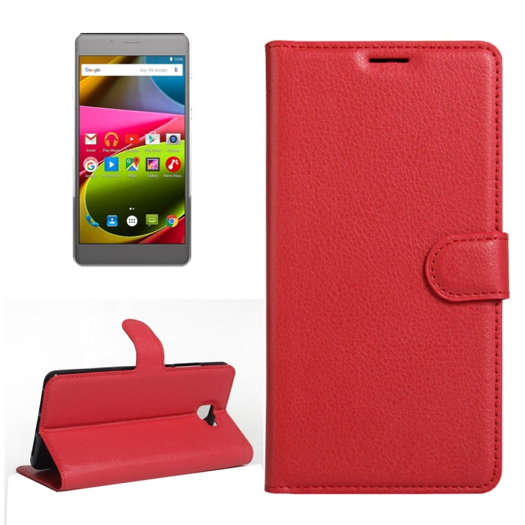 For ARCHOS 55 Cobalt Plus Litchi Texture Horizontal Flip PU Leather Case with Holder & Card Slots & Wallet