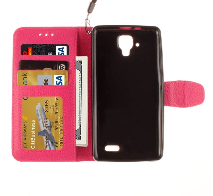 For Lenovo A536 Litchi Texture Horizontal Flip PU Leather Case with Holder & Card Slots & Wallet & Photo Frame & Lanyard