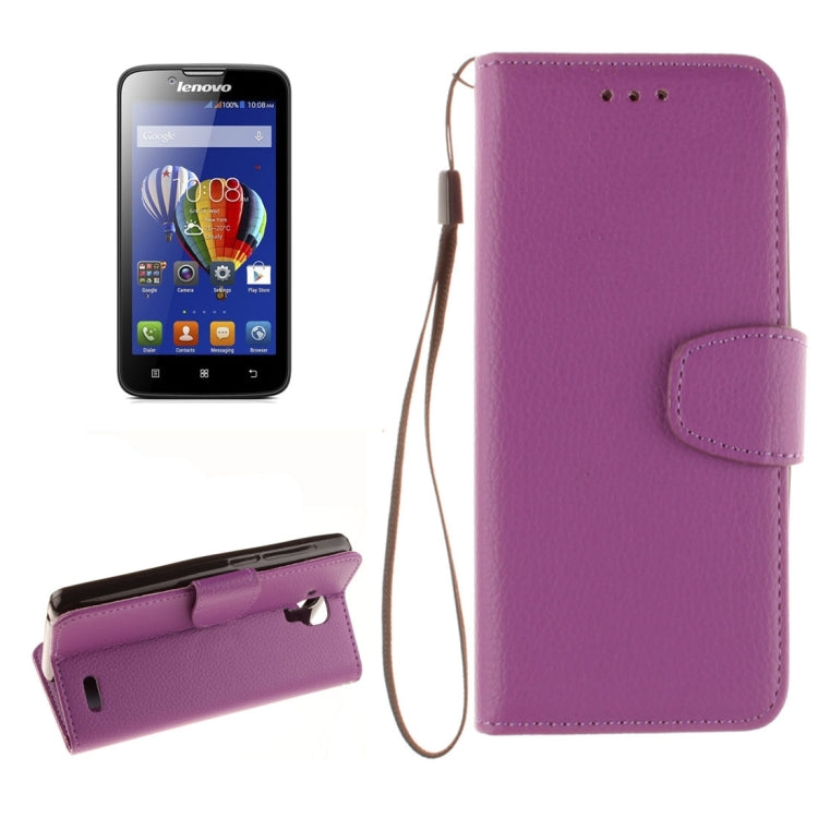 For Lenovo A536 Litchi Texture Horizontal Flip PU Leather Case with Holder & Card Slots & Wallet & Photo Frame & Lanyard