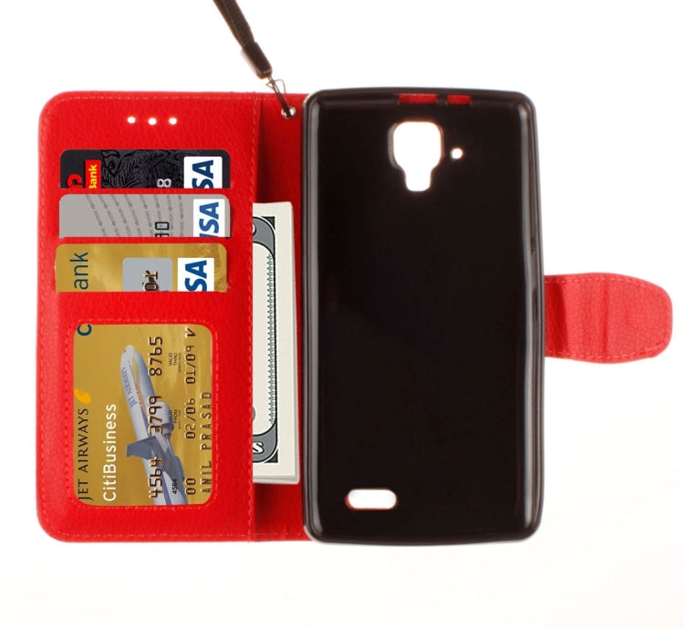 For Lenovo A536 Litchi Texture Horizontal Flip PU Leather Case with Holder & Card Slots & Wallet & Photo Frame & Lanyard