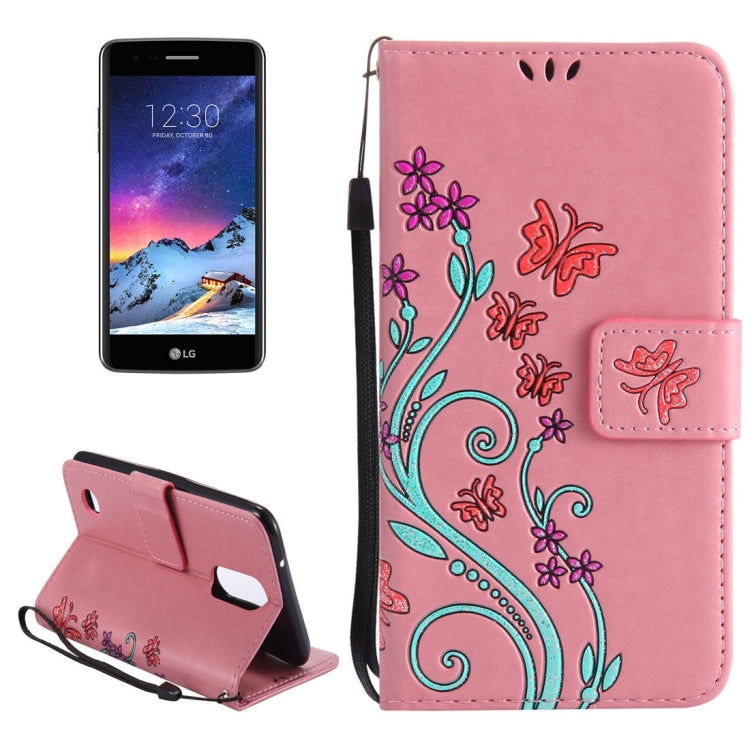 For LG K8 (2017) Painted Butterfly Pattern Horizontal Flip Leather Case with Holder & Card Slots & Wallet & Lanyard