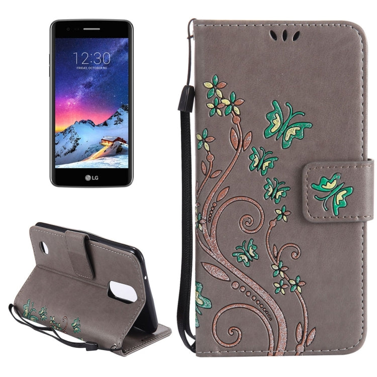 For LG K8 (2017) Painted Butterfly Pattern Horizontal Flip Leather Case with Holder & Card Slots & Wallet & Lanyard