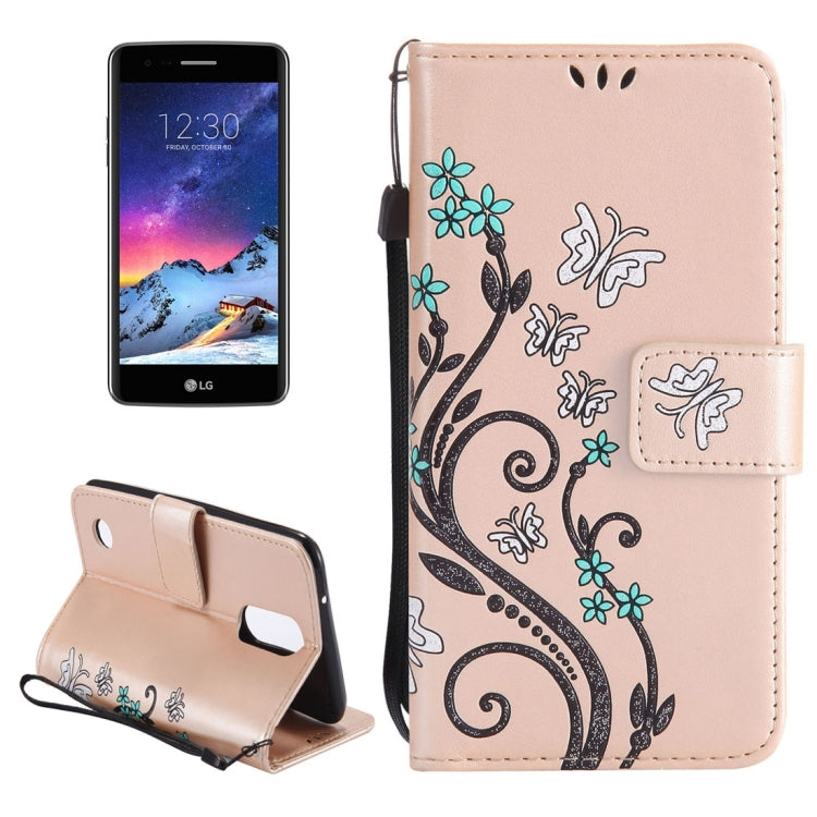 For LG K8 (2017) Painted Butterfly Pattern Horizontal Flip Leather Case with Holder & Card Slots & Wallet & Lanyard