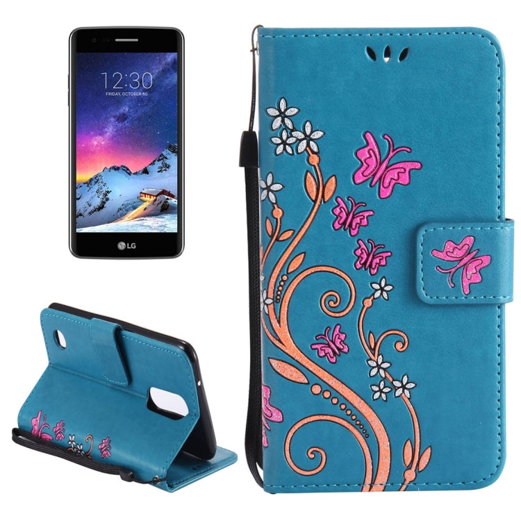 For LG K8 (2017) Painted Butterfly Pattern Horizontal Flip Leather Case with Holder & Card Slots & Wallet & Lanyard