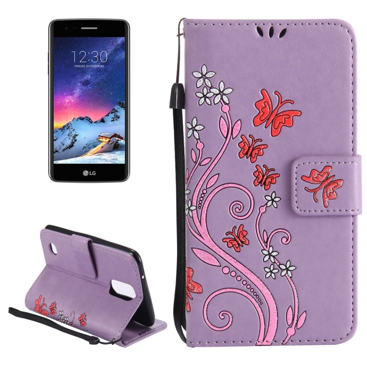 For LG K8 (2017) Painted Butterfly Pattern Horizontal Flip Leather Case with Holder & Card Slots & Wallet & Lanyard