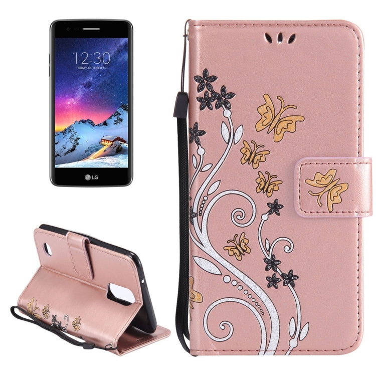 For LG K8 (2017) Painted Butterfly Pattern Horizontal Flip Leather Case with Holder & Card Slots & Wallet & Lanyard