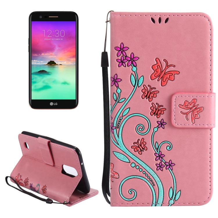 For LG K10 (2017) (US Version) Painted Butterfly Pattern Horizontal Flip Leather Case with Holder & Card Slots & Wallet & Lanyard