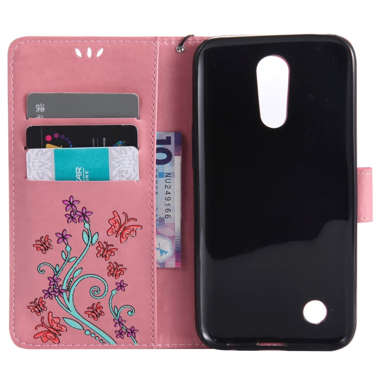For LG K10 (2017) (US Version) Painted Butterfly Pattern Horizontal Flip Leather Case with Holder & Card Slots & Wallet & Lanyard