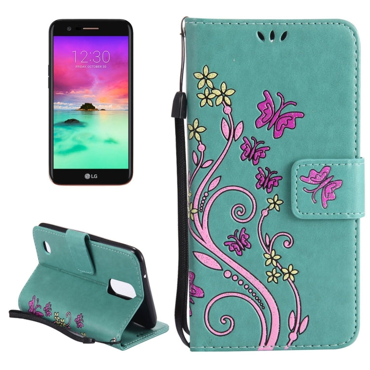 For LG K10 (2017) (US Version) Painted Butterfly Pattern Horizontal Flip Leather Case with Holder & Card Slots & Wallet & Lanyard