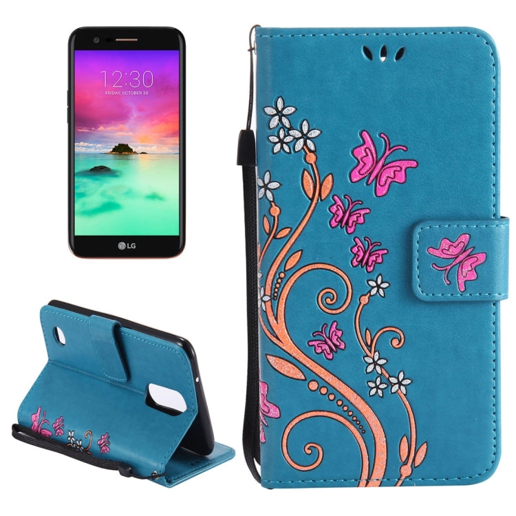 For LG K10 (2017) (US Version) Painted Butterfly Pattern Horizontal Flip Leather Case with Holder & Card Slots & Wallet & Lanyard
