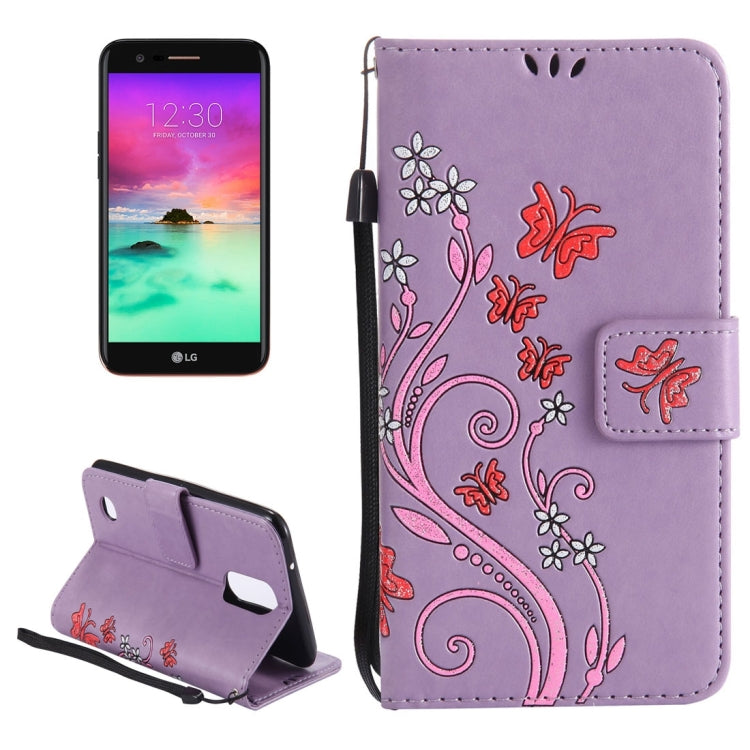 For LG K10 (2017) (US Version) Painted Butterfly Pattern Horizontal Flip Leather Case with Holder & Card Slots & Wallet & Lanyard