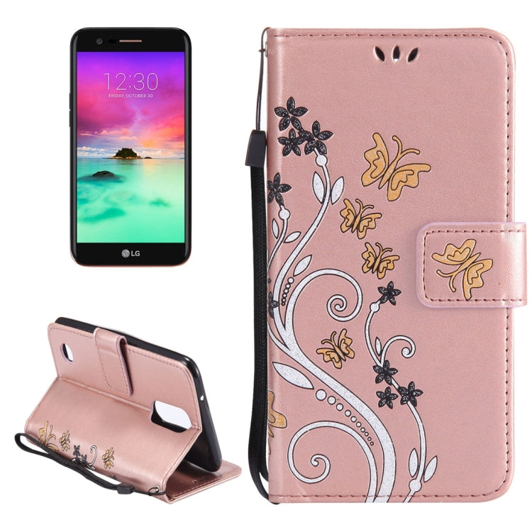 For LG K10 (2017) (US Version) Painted Butterfly Pattern Horizontal Flip Leather Case with Holder & Card Slots & Wallet & Lanyard