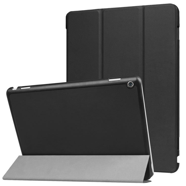 For Huawei  MediaPad M3 Lite 10 Custer Texture Horizontal Flip Leather Case with 3-folding Holder & Sleep / Wake-up