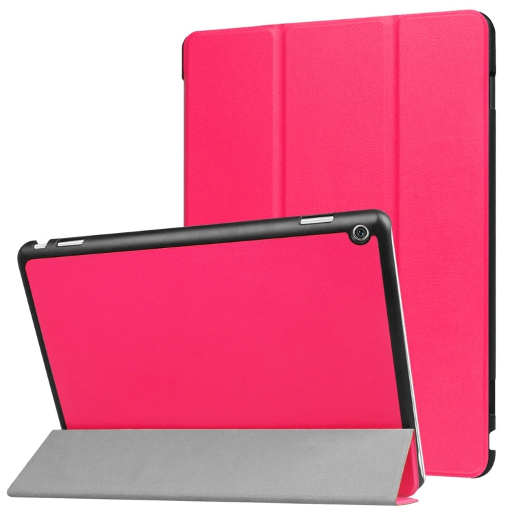 For Huawei  MediaPad M3 Lite 10 Custer Texture Horizontal Flip Leather Case with 3-folding Holder & Sleep / Wake-up