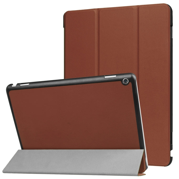 For Huawei  MediaPad M3 Lite 10 Custer Texture Horizontal Flip Leather Case with 3-folding Holder & Sleep / Wake-up