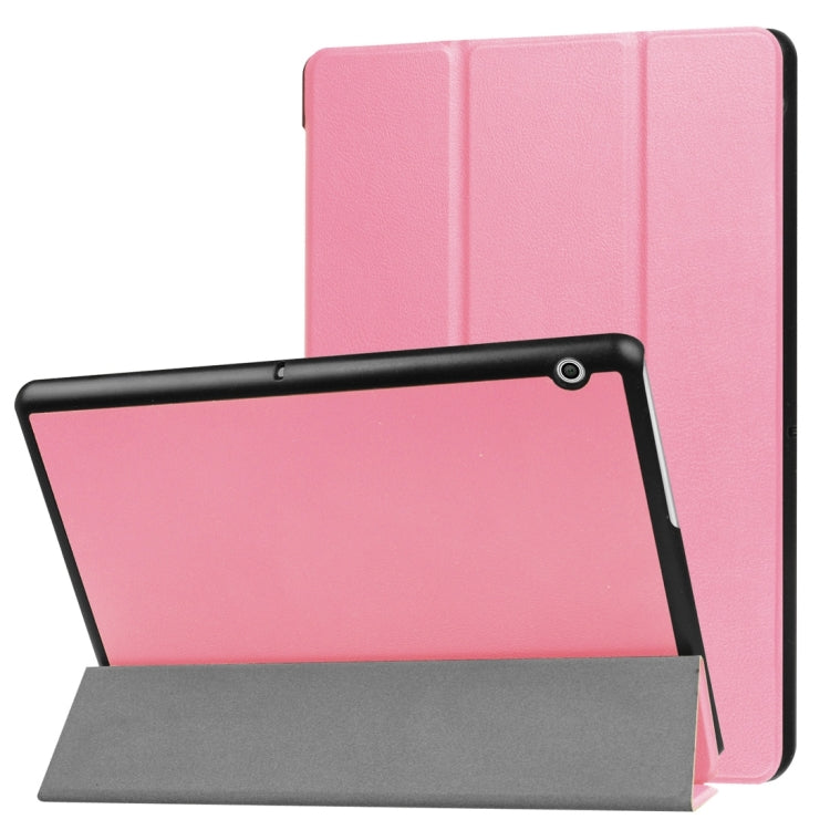 For Huawei  MediaPad T3 10 Custer Texture Horizontal Flip Leather Case with Three-folding Holder
