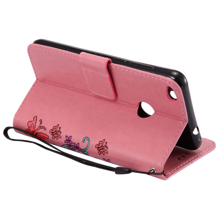 For Huawei  P8 Lite (2017) Painted Butterfly Pattern Horizontal Flip Leather Case with Holder & Card Slots & Wallet & Lanyard