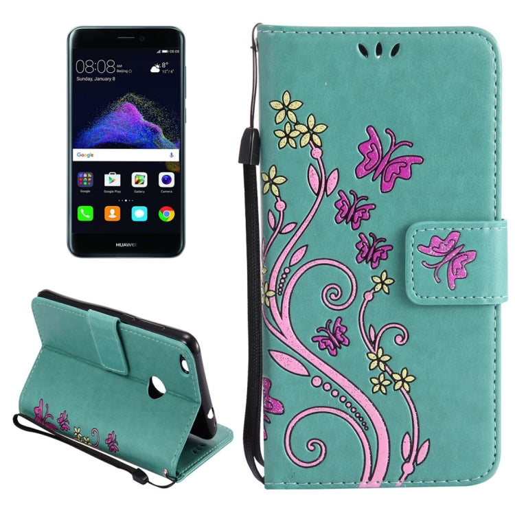 For Huawei  P8 Lite (2017) Painted Butterfly Pattern Horizontal Flip Leather Case with Holder & Card Slots & Wallet & Lanyard