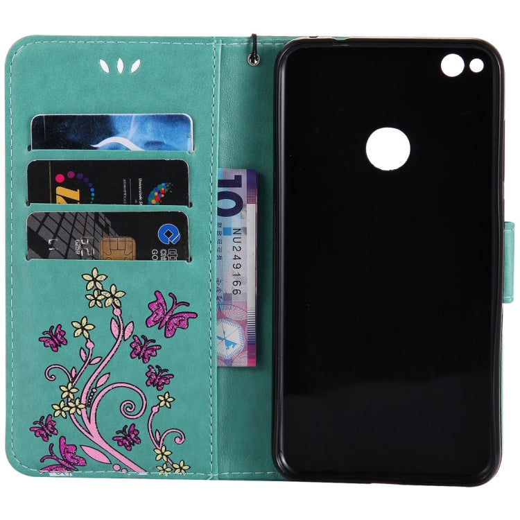 For Huawei  P8 Lite (2017) Painted Butterfly Pattern Horizontal Flip Leather Case with Holder & Card Slots & Wallet & Lanyard