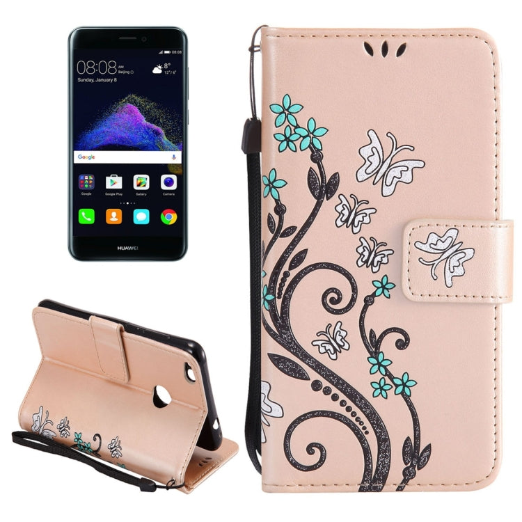 For Huawei  P8 Lite (2017) Painted Butterfly Pattern Horizontal Flip Leather Case with Holder & Card Slots & Wallet & Lanyard