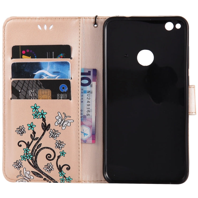 For Huawei  P8 Lite (2017) Painted Butterfly Pattern Horizontal Flip Leather Case with Holder & Card Slots & Wallet & Lanyard