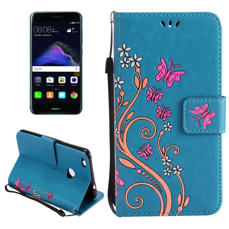 For Huawei  P8 Lite (2017) Painted Butterfly Pattern Horizontal Flip Leather Case with Holder & Card Slots & Wallet & Lanyard