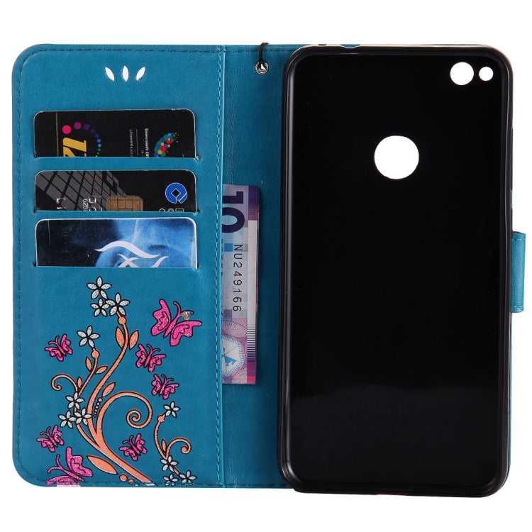 For Huawei  P8 Lite (2017) Painted Butterfly Pattern Horizontal Flip Leather Case with Holder & Card Slots & Wallet & Lanyard