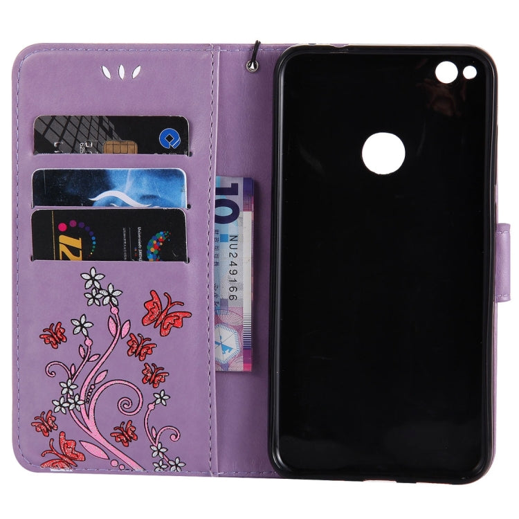 For Huawei  P8 Lite (2017) Painted Butterfly Pattern Horizontal Flip Leather Case with Holder & Card Slots & Wallet & Lanyard