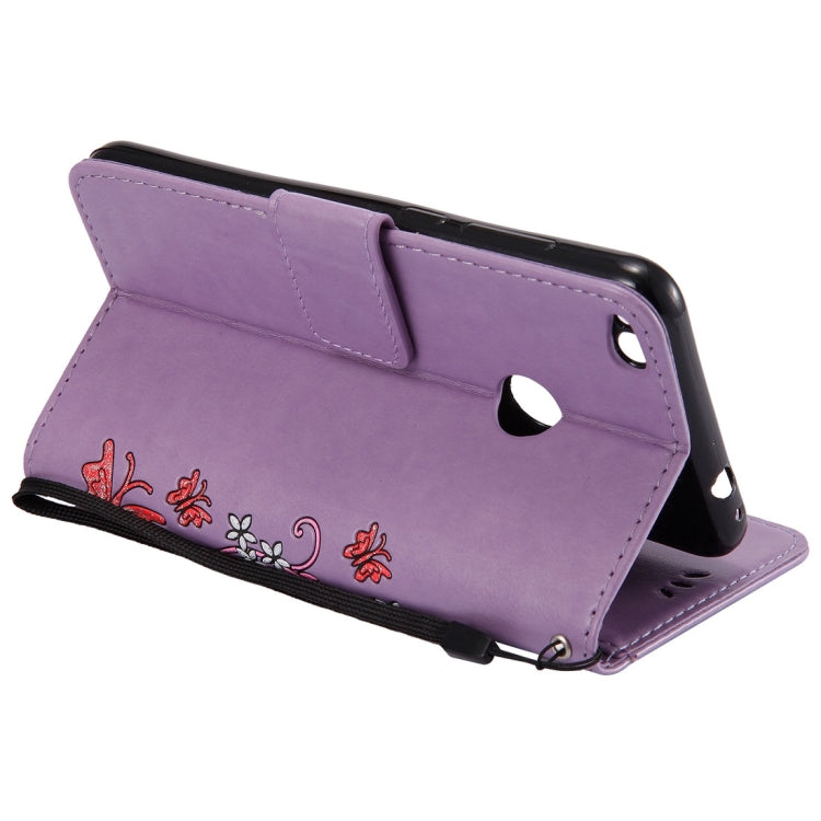 For Huawei  P8 Lite (2017) Painted Butterfly Pattern Horizontal Flip Leather Case with Holder & Card Slots & Wallet & Lanyard