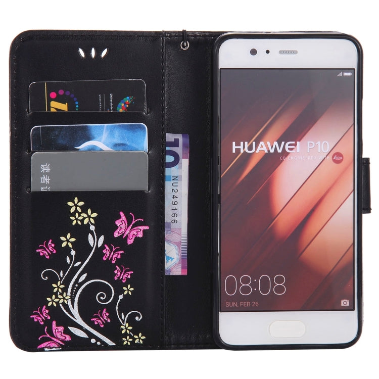 For Huawei  P10 Painted Butterfly Pattern Horizontal Flip Leather Case with Holder & Card Slots & Wallet & Lanyard