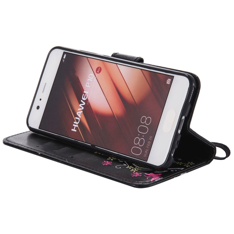 For Huawei  P10 Painted Butterfly Pattern Horizontal Flip Leather Case with Holder & Card Slots & Wallet & Lanyard