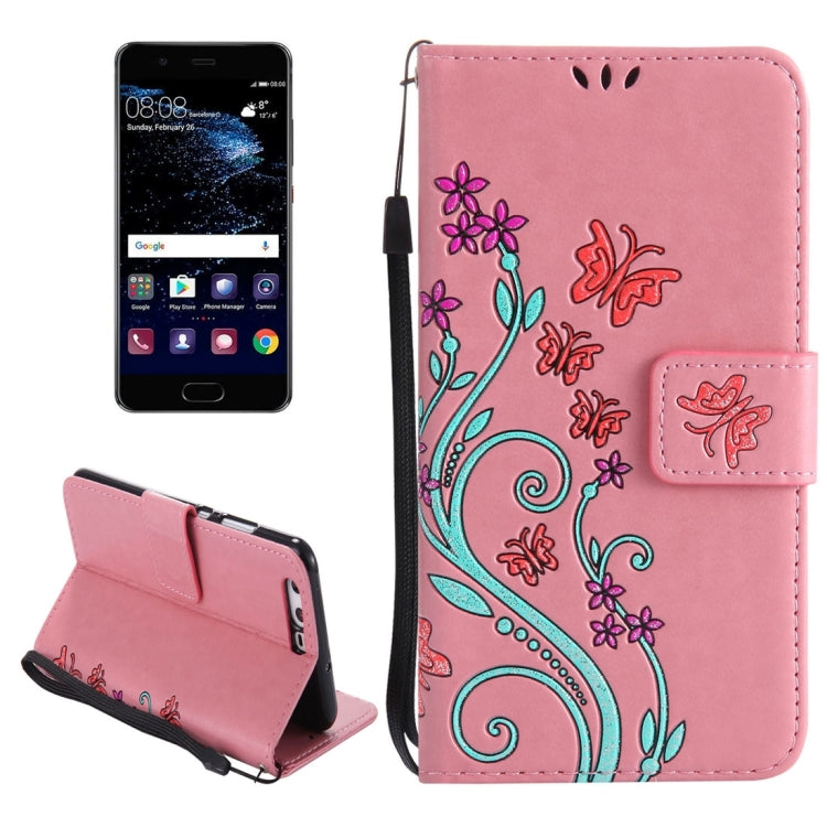 For Huawei  P10 Painted Butterfly Pattern Horizontal Flip Leather Case with Holder & Card Slots & Wallet & Lanyard