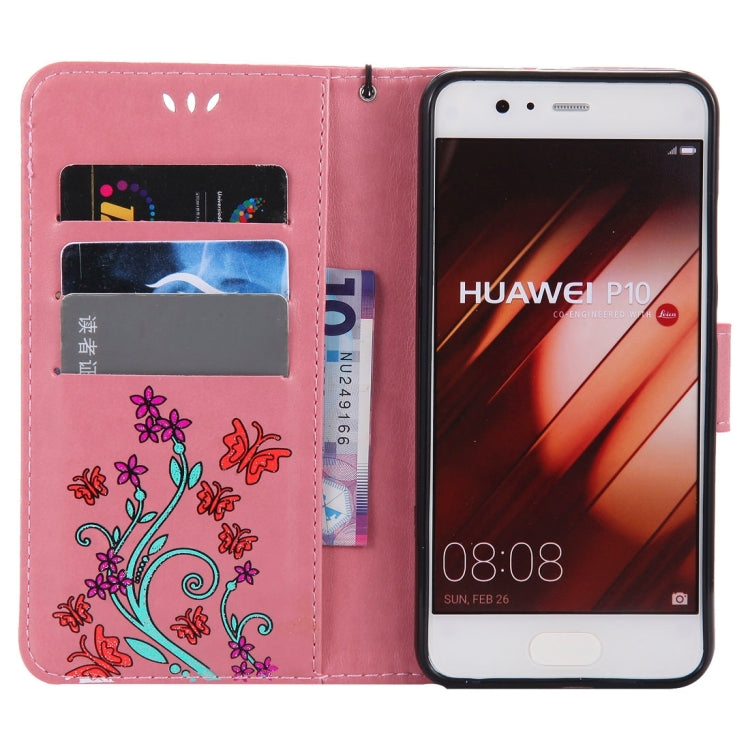 For Huawei  P10 Painted Butterfly Pattern Horizontal Flip Leather Case with Holder & Card Slots & Wallet & Lanyard