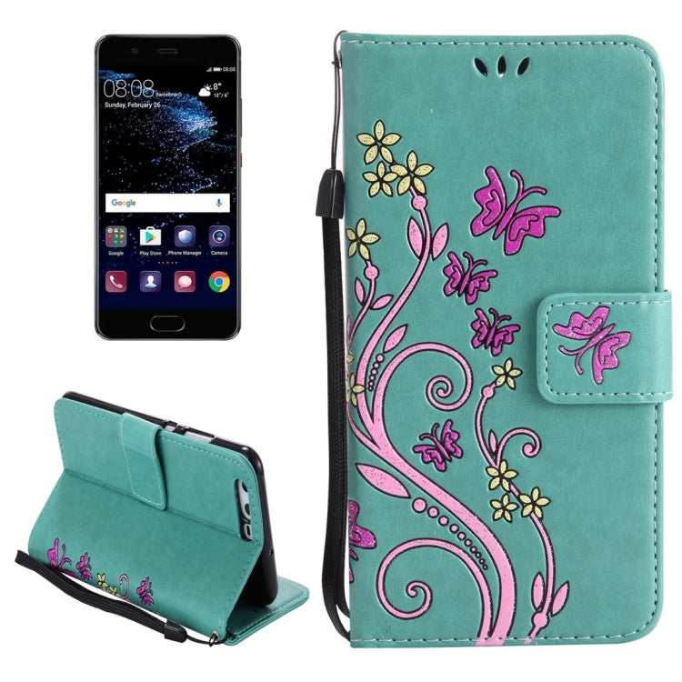 For Huawei  P10 Painted Butterfly Pattern Horizontal Flip Leather Case with Holder & Card Slots & Wallet & Lanyard