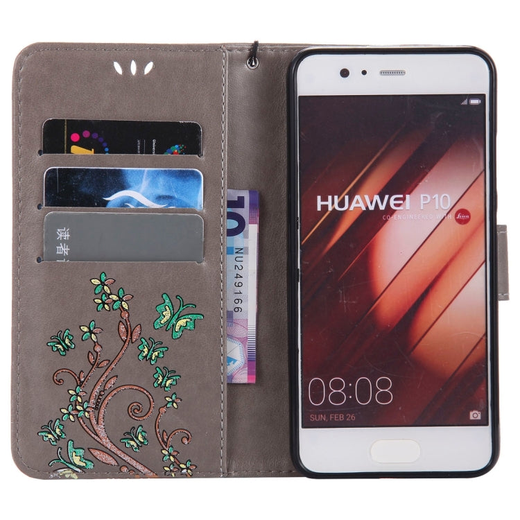 For Huawei  P10 Painted Butterfly Pattern Horizontal Flip Leather Case with Holder & Card Slots & Wallet & Lanyard