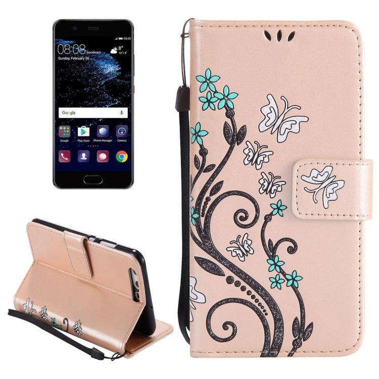For Huawei  P10 Painted Butterfly Pattern Horizontal Flip Leather Case with Holder & Card Slots & Wallet & Lanyard