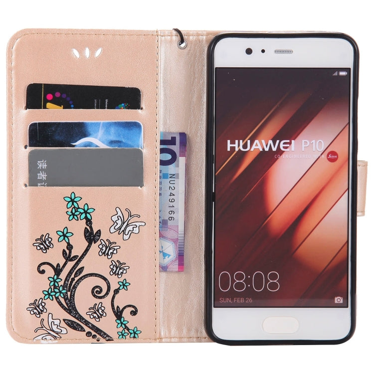 For Huawei  P10 Painted Butterfly Pattern Horizontal Flip Leather Case with Holder & Card Slots & Wallet & Lanyard