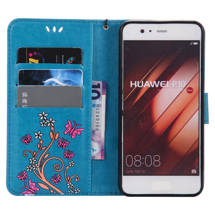 For Huawei  P10 Painted Butterfly Pattern Horizontal Flip Leather Case with Holder & Card Slots & Wallet & Lanyard