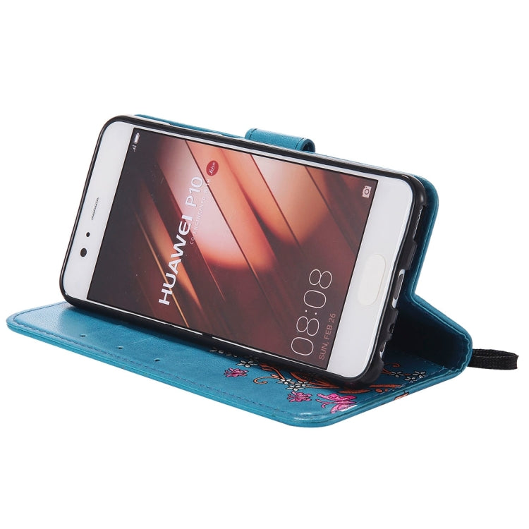 For Huawei  P10 Painted Butterfly Pattern Horizontal Flip Leather Case with Holder & Card Slots & Wallet & Lanyard