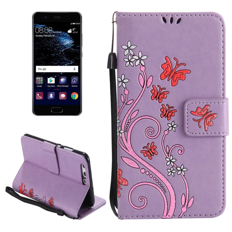 For Huawei  P10 Painted Butterfly Pattern Horizontal Flip Leather Case with Holder & Card Slots & Wallet & Lanyard