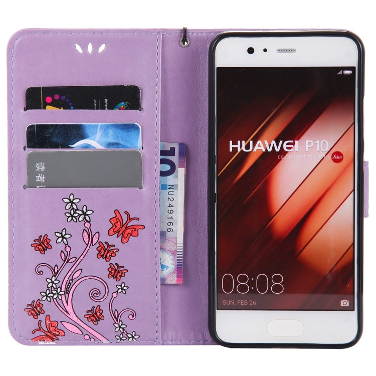 For Huawei  P10 Painted Butterfly Pattern Horizontal Flip Leather Case with Holder & Card Slots & Wallet & Lanyard