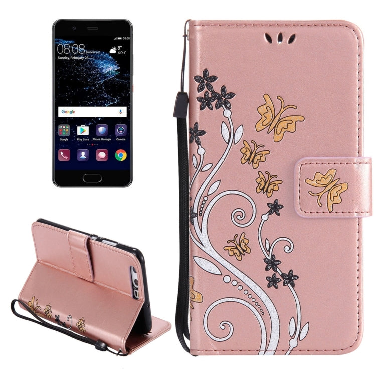 For Huawei  P10 Painted Butterfly Pattern Horizontal Flip Leather Case with Holder & Card Slots & Wallet & Lanyard