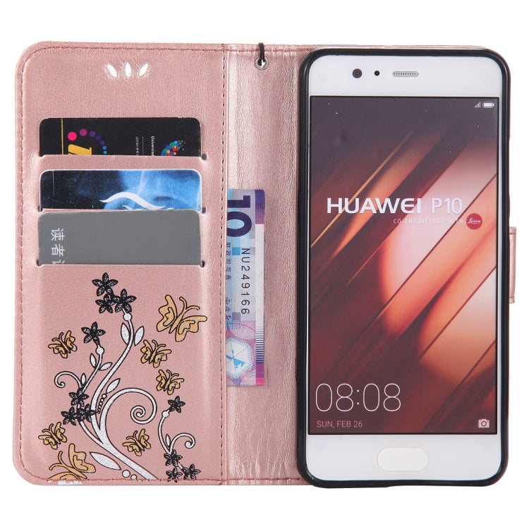 For Huawei  P10 Painted Butterfly Pattern Horizontal Flip Leather Case with Holder & Card Slots & Wallet & Lanyard