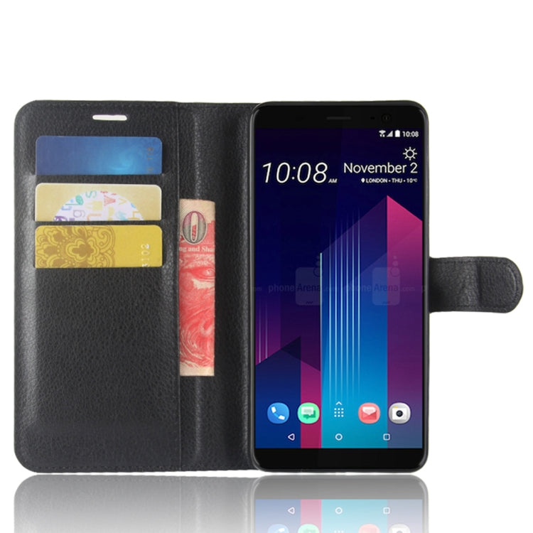 For HTC U11+ Litchi Texture Horizontal Flip Leather Case with Holder & Card Slots & Wallet